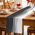 thumbnail image 5 of Ombre Waves Table Runner - 36 Inch Long Abstract Art Gradient Black Modern Cotton and Linen Blended Dress Scarves Farmhouse Table Runner for Kitchen Dining, Coffee Table, 13" x 36", 5 of 8