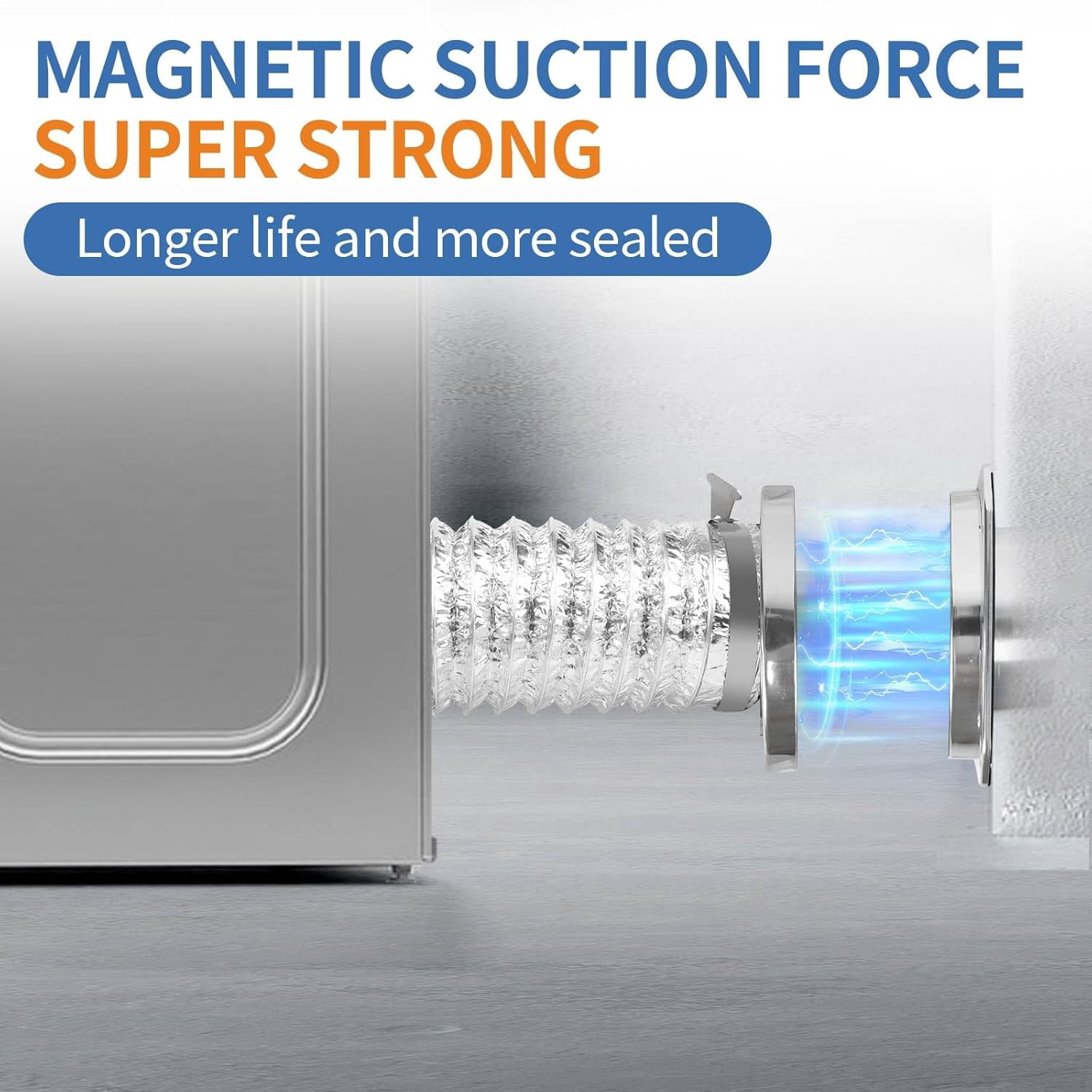 Magnetic Dryer Vent Coupling Connector Kit – Airtight Seal, Quick Connect & Disconnect, Includes 4" x 3.3ft Duct, 2 Clamps, Screws & Wall Plugs