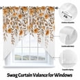 thumbnail image 3 of Swag Curtain Valances Orange Floral Swag Valances for Kitchen Windows Grey Eucalyptus Leaves Short Topper Curtains Valance Tier Pair for Kitchen Bedroom Living Room Bathroom 28"x36", 3 of 8