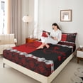 thumbnail image 3 of Erosebridal Queen And King Full Size Sheets,Vintage Damask Print Bed Sheets For Men Omen,Red Black 4 Pieces, 3 of 6