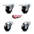 thumbnail image 2 of 3.5 Inch Hard Rubber Wheel Swivel Bolt Hole Caster Set with 2 Total Lock Brake, 2 of 2