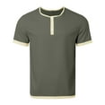 thumbnail image 4 of Mens Henley Shirts Short Sleeve Button Up V-Neck Basic Pullover T-Shirts Summer Lightweight Slim Fit Workout Tee Tops Dark Green 4XL, 4 of 5