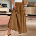 thumbnail image 2 of Women's Boho Eyelet Embroidery Maxi Skirt, Casual Summer Long Skirt with Pockets, High Waisted Tiered Swing A-Line Beach Skirt, 2 of 5