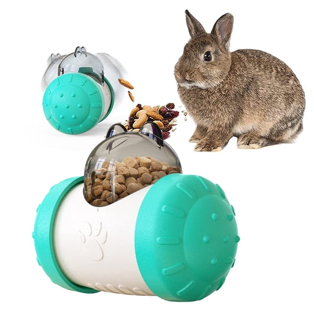 Pelota de golosinas interactiva para conejos, rueda y empuja, úsala con zanahoria cortada en cubitos, hierbas secas o frutas secas, pelota de juguete para bocadillos para conejos