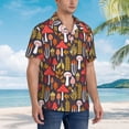 thumbnail image 3 of Sikiie Mushrooms And Leaves Print Men's Hawaiian Shirt, Summer Beach Button Pocket Short Sleeve T-Shirt,3X-Large, 3 of 7