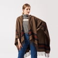 thumbnail image 4 of Diseño de moda: chal de cachemira jacquard de rayas de colores gruesos para mujer moderno que se puede usar, capa con capucha cálida, extendida y de moda, 4 of 6