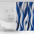thumbnail image 2 of Shower Curtain, Abstracts Twists Lines Waterproof Shower Curtain Set with Hooks for Bathroom Showers,Stalls and Bathtubs,60x72In Blue White Gradients Striped, 2 of 8