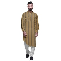 Atasi Mandarin Collar Printed Rayon Traditional Kurta For Men Casual Shirt