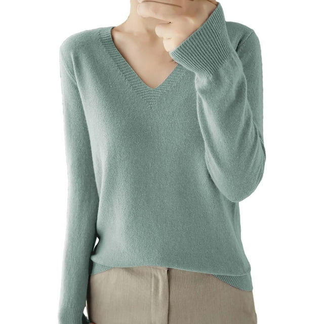 Duoif Chandails pour Femmes Chandails Légers Tendance pour Femmes Manches Longues Col Rond Léger Doux Tricoté Chandail Tricoté Blouse Chandails pour Femmes Hauts Verts P