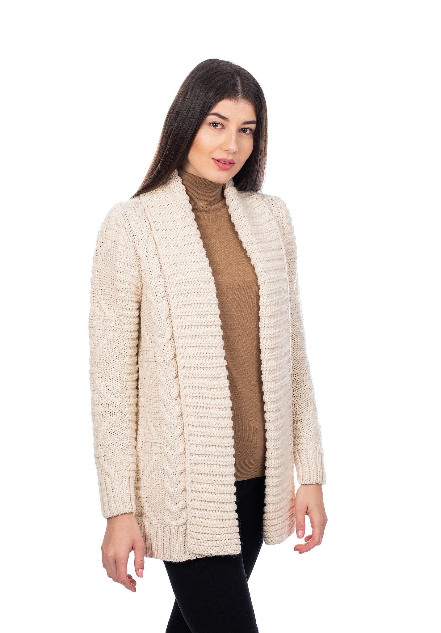 SAOL - SAOL Irish Cardigan Sweater for Women's Soft Merino Wool Blend ...