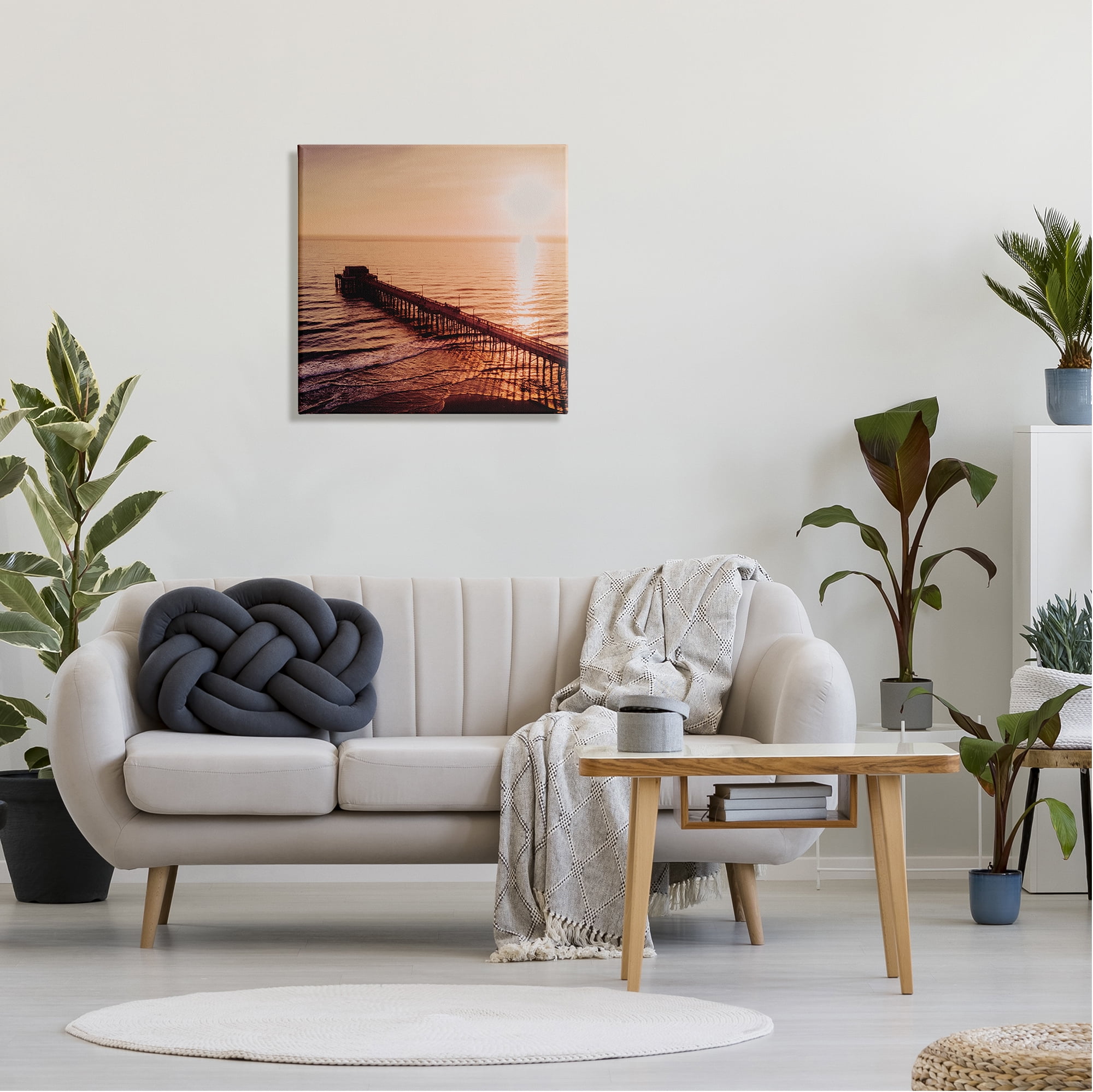 Stupell Industries Pier Bridge at Sunset Landscape Photography Gallery Wrapped Canvas Art Print Wall Art, 24 x 24