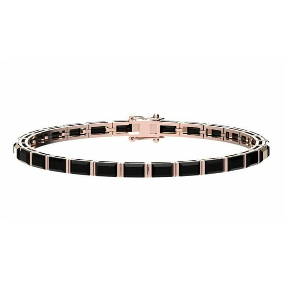 Gorgeous baguette Shape Black Onyx Tennis Bracelet In 925 Sterling Silver,Unique Black Onyx Women's Bracelet,Perfect Gifts For Her