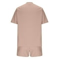 thumbnail image 6 of CheerKidz Womens Solid Color Loose 2 Piece Outfits 2025 Oversized Summer Shirts Shorts Set Casual Beach Ribbed Short Sleeve Matching Set(Z02-Beige,3XL), 6 of 6