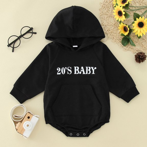 Akiihool New Born Clothes Baby Girl Baby Girl Oversized Bubble Romper Color Block Long Sleeve T-Shirt Onesie Bodysuit Cute Winter Outfits (Black,18-24 Months)