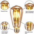 thumbnail image 2 of Vintage ST64 Decorative E27 LED Edison Bulb, Industrial Rustic Design 4W Equivalent 40W, Long Lifespan Filament Bulb, Unique Design for Bulb Protection, Warm Light for Kitchens, 2 of 5