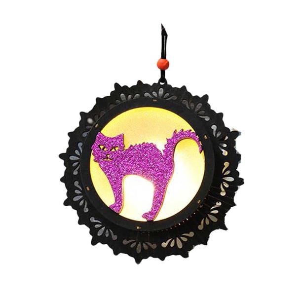 Toystoory Adorno de luz de lámpara de calabaza de con control de botón Hermoso letrero colgante ajustable Lámparas de puerta Decoración de Kits de decoración para fiestas Gato Toystoory HA068173-03