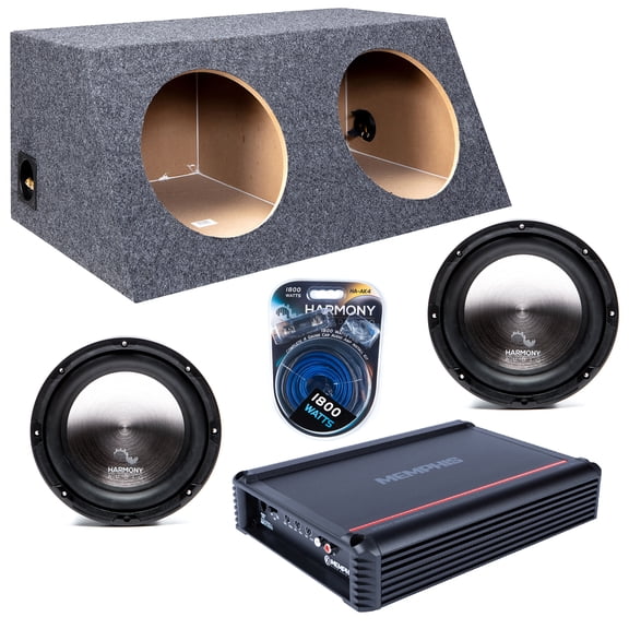 Hatchback Sealed Dual Enclosure w/ HA-A102 10" 800W RMS Sub, SRX750D.1 750W Amplifier, 8GA Amp Kit