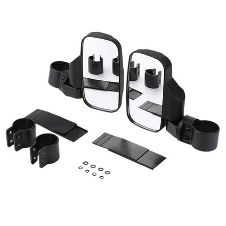 Black Side View Mirror Set For Utv Offroad High Impact Break-Away Large Wide View