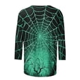 thumbnail image 6 of VKOYWKM Halloween T Shirts for Women 3/4 Sleeve Halloween Spiderweb Graphic T Shirts Crew Neck Loose Fit Holiday Party Blouses, 6 of 6
