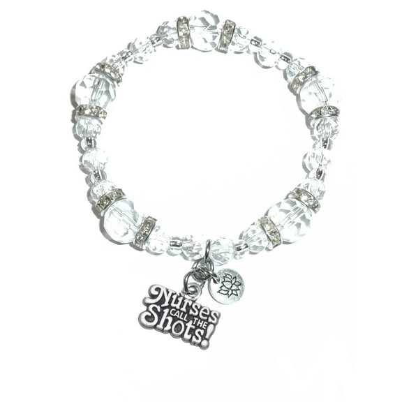 Hidden Hollow Beads - Nurses Call The Shots Charm Bracelet - Crystal Stretch