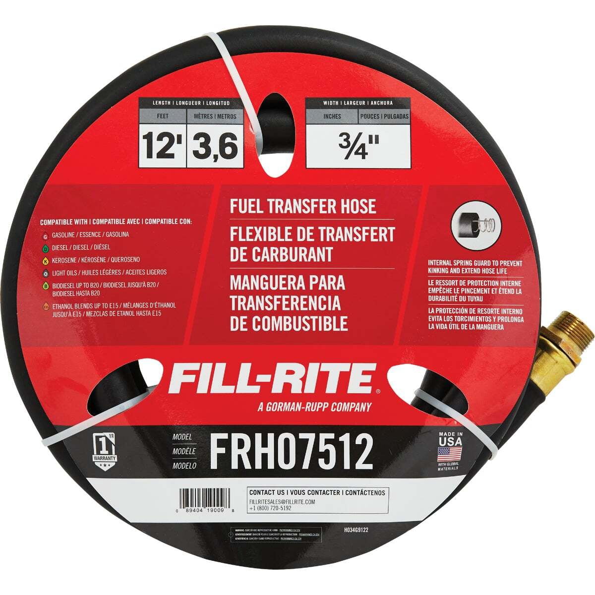 Tuthill Transfer FRH07512 3/4 in. X 12 ft. Replacement Hose
