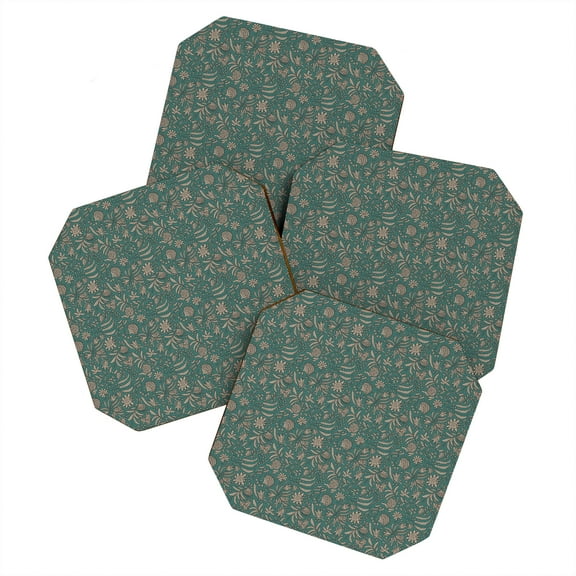 Society6 Holli Zollinger Kamai Teal Set of 4 Coasters