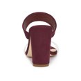 thumbnail image 2 of BLISSFUL STEP Women's Dual Clear Strap Block Heels Mules Slides Sandals Burgundy 8, 2 of 7