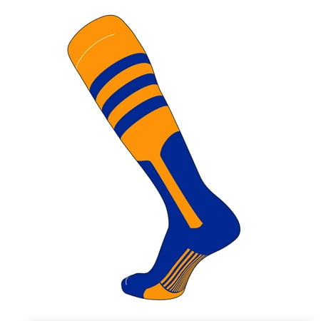 TCK Elite Baseball Knee High Stirrup Socks (B, 9in) Dk Gold, Royal,