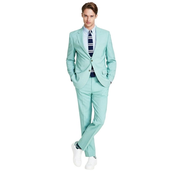 Nautica Mens Modern fit 2 Piece Suit 40 R / 34 Waist Mint Green Solid Stretch