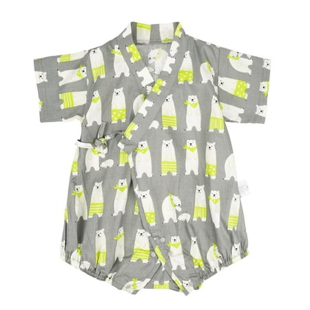 

PAUBOLI Baby Kimono Onesie Cotton Infant Sakura Japanese Pajamas (3-6 Months Polar Bear)