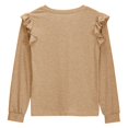 thumbnail image 6 of LpwkSSA Children Kids Girls Long Sleeve Shirts Spring Fashion Round Neck Basic Tops Casual Loose Comfy Tshirt Tunic Tops (Khaki,4-5 Years), 6 of 7