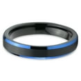 thumbnail image 2 of P. Manoukian Tungsten Wedding Band Ring 4mm for Men Women Black Blue Beveled Edge Brushed Lifetime Guarantee Size 9, 2 of 4