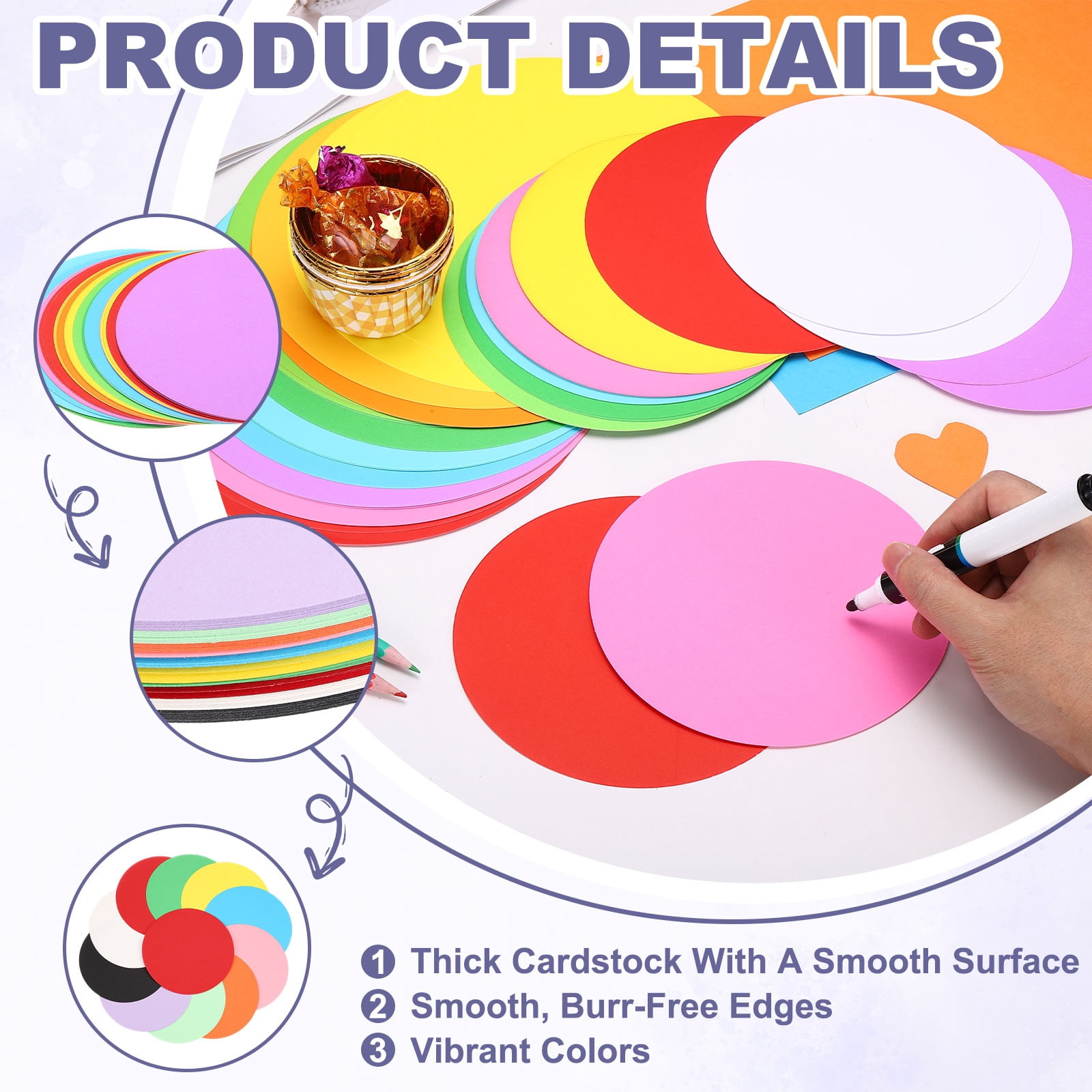 Uxcell 8 Inch Circle Cutouts Paper, 80 Pcs Circle Card Stock 200gsm/75lb Round Cutouts for DIY Craft Projects Classroom Bulletin Board Decoration, White