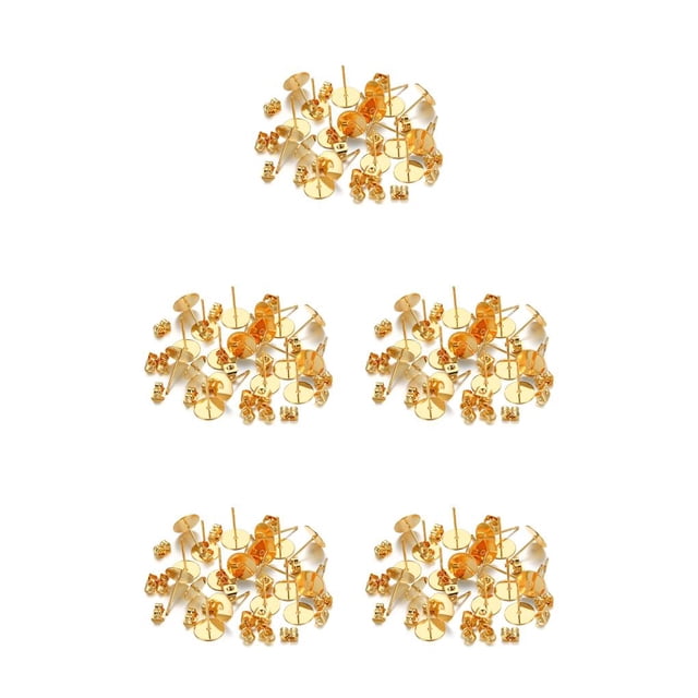 Wisewang Base de Clou d'Oreille Multi en Acier Inoxydable Personnalité Épingles d'Oreille Fixation Décorations Outil de Fabrication de Bijoux Plage Utilisation Fournitures Or 8mm 5Ensemble