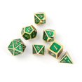 thumbnail image 1 of Ensemble de dés en Métal Embossé Vert et Or pour Dungeons et Dragons, 1 of 2