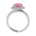 thumbnail image 3 of Mauli Jewels Rings for Women 2.60 Carat Diamond And Cushion Cut Pink Topaz Ring 4 Prong 14K White Gold, 3 of 6