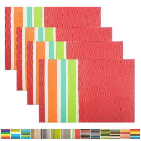 Aspire 4pcs Easy To Clean Exquisite Woven Placemats V Red