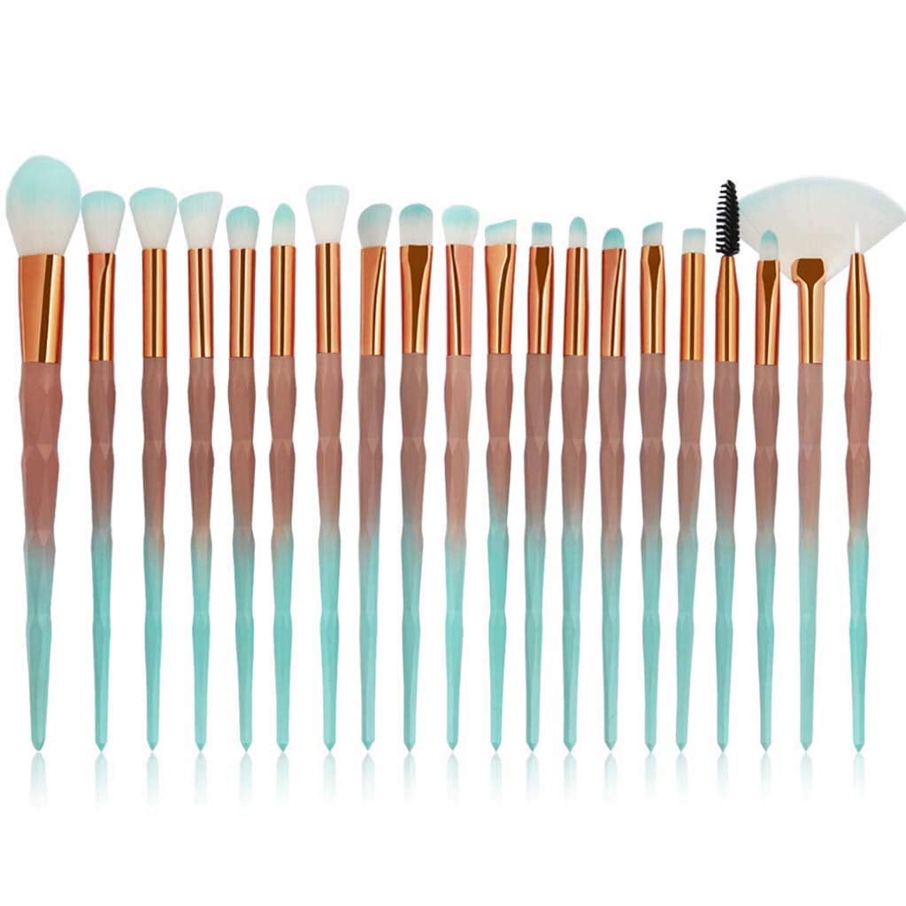Eye Brush Set, Unicorn Eyeshadow Eyeliner Blending Crease Kit Makeup Brushes, Make Up Foundation Eyebrow Eyeliner Blush Cosmetic Concealer Brushes,20 PC (Green)