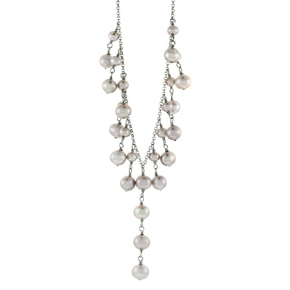 925 Sterling Silver 7.5mm & 5mm Freshwater Pearl Chain Necklace