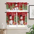 thumbnail image 2 of Winter Snowman Kitchen Curtains and Valances Set, Merry Christmas Xmas Tree Elk Red Wood Grain Rod Pocket Window Valance Window Curtain Panels for Living Room Bedroom Laundry, 27.5x24in, 3 Pieces, 2 of 7
