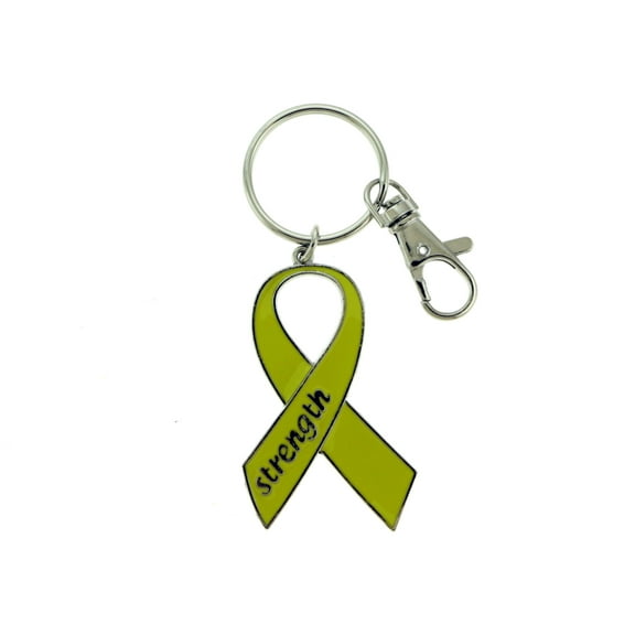 Silver-Tone Patriotic Yellow Ribbon Split Ring Key Chain With Trigger-Snap KEKC6175