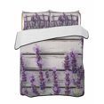 thumbnail image 2 of Spring Lavender Floral Queen Size Down Alternative Comforter,Lightweight Comforter Quilt Bedding Set with Pillow Shams Botanical Flower Vintage Wood Grain Bed Comforter Duvet Insert 90"x96", 2 of 7