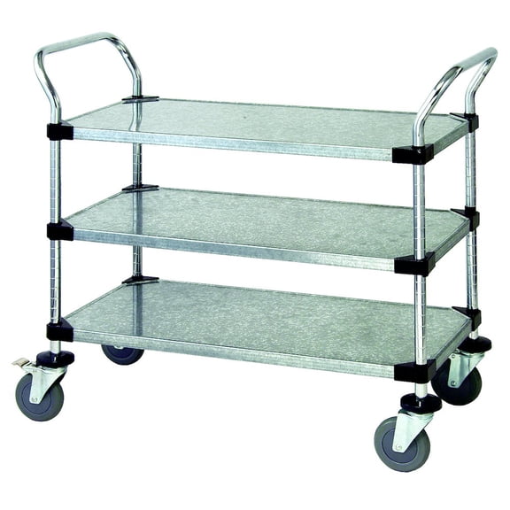 Quantum Storage Systems WRC-1836-3G Solid Utility Carts 3 Shelves Chrome 38" H x 36" W x 18" D