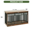 thumbnail image 6 of Uforic Large Dog Crate Furniture with 2 Dog Bowls, 55.1 Inch Heavy Duty Wooden TV Stand, Metal Dog Kennel, Rustic Brown, 6 of 9
