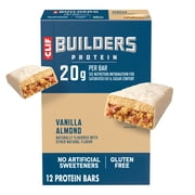 CLIF BUILDERS Protein Bars Vanilla Almond Flavor, Plant Protein, Gluten Free Bars, 12ct