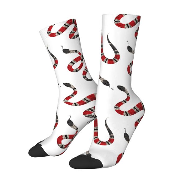 Xecao Red Snake Pattern Sport Socks for Women and Men Crew Socks Sporty Calf Socks Casual Socks