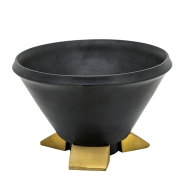 Sagebrook Home 12" Wooden Bowl with  Metal Legs, Black