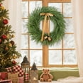 thumbnail image 5 of Guvpev 24" Artificial Cypress Christmas Wreaths - Real Touch Winter Cedar Wreath for Front Door, Large Christmas Pine Wreaths with Bow & Bell for Wall, Windows, Indoor Outdoor Christmas Decorations, 5 of 7