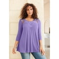 thumbnail image 5 of Roaman's Women's Plus Size Lace Embellished Swing Ultra Femme Top, 5 of 6
