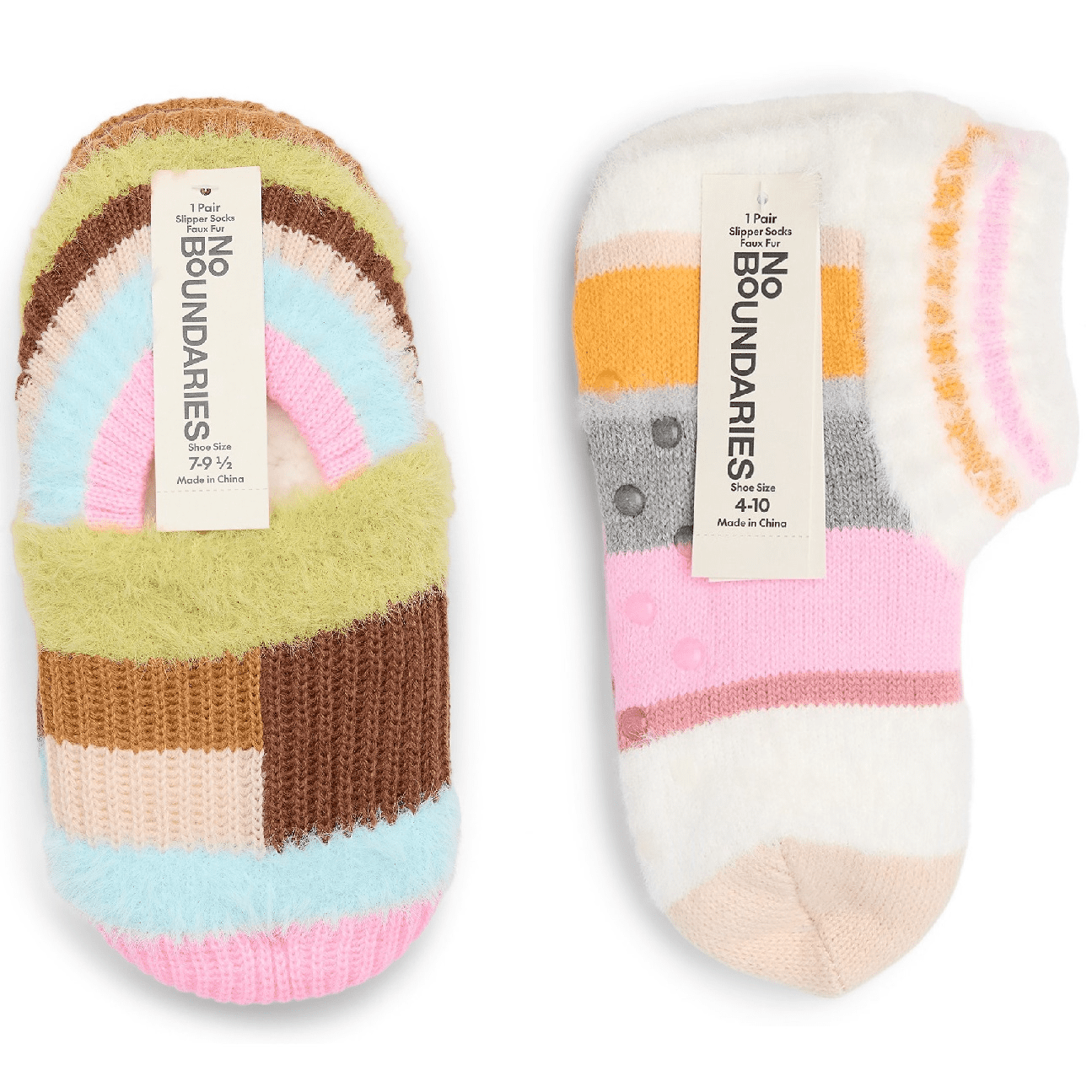 No Boundaries Slipper Socks, 2-Pack, Women's One Size